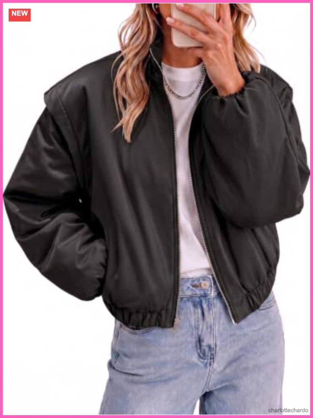 Women's Cropped Puffer Bomber Jacket Quilted Lightweight Warm Winter Coat